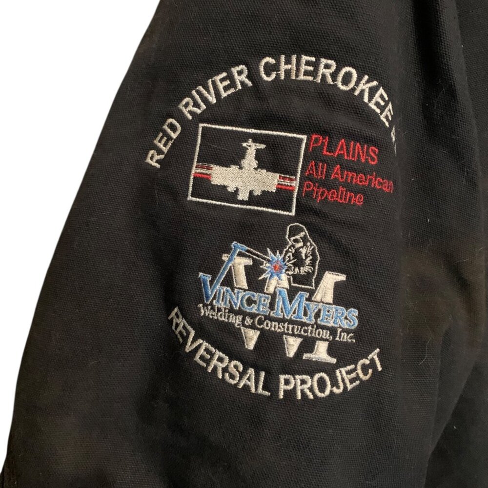 VTG 90s CARHARTT Jacket Duck Chore Quilted Black Pipeline Embroidery Size XL USA - Picture 6 of 16